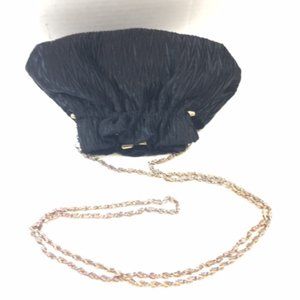 Vtg La Regale Handmade Black Ribbed Taffeta Satin Clutch Purse Crossbody 8x6
